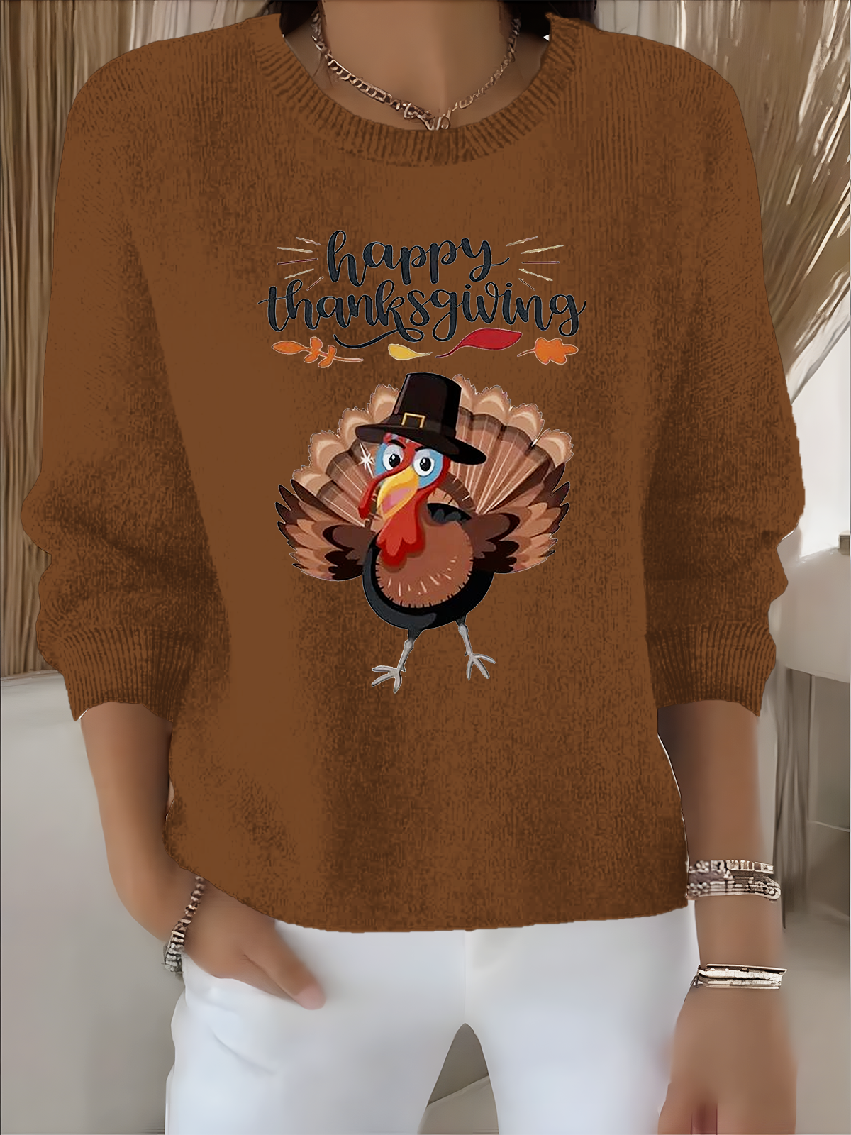 Women's Autumn and Winter Festive Patterned Pullover Tops