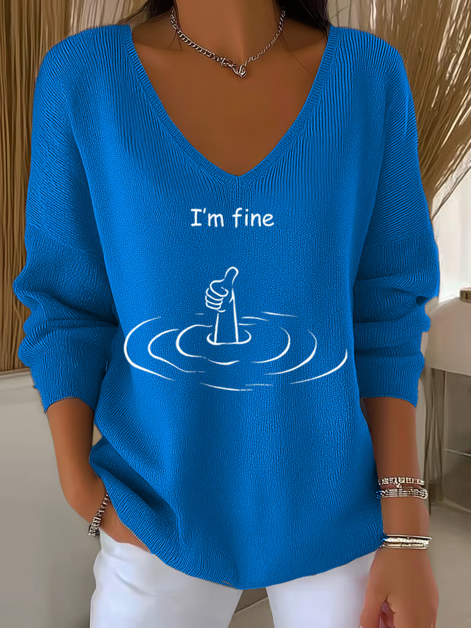 Casual V Neck Regular Fit Sweater