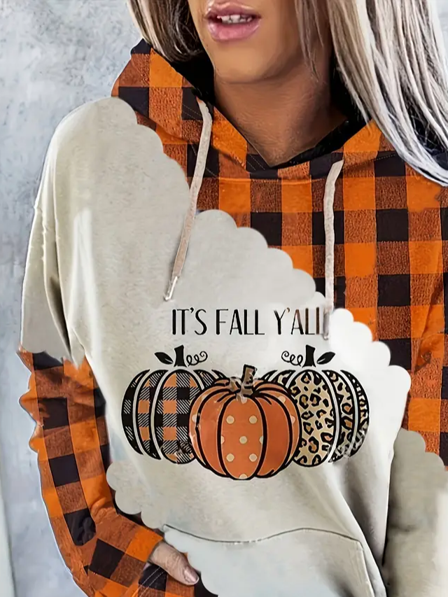 Casual Halloween It's Fall Y'all Printing Hoodie Hoodie
