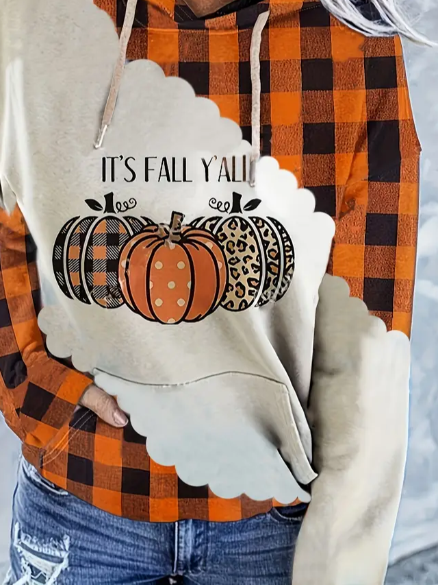 Casual Halloween It's Fall Y'all Printing Hoodie Hoodie