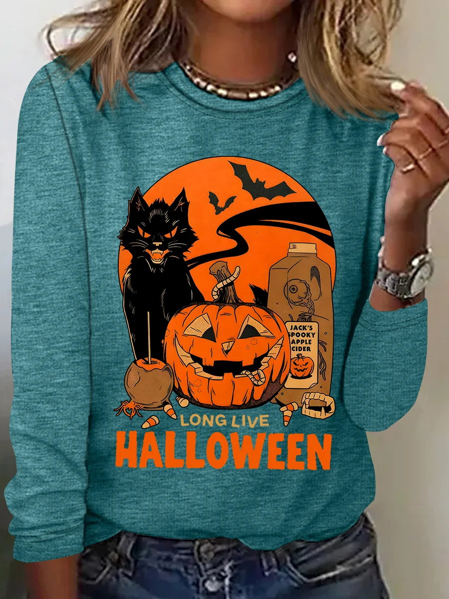 Women's Vintage Halloween Horror Season Long Sleeve T-Shirt