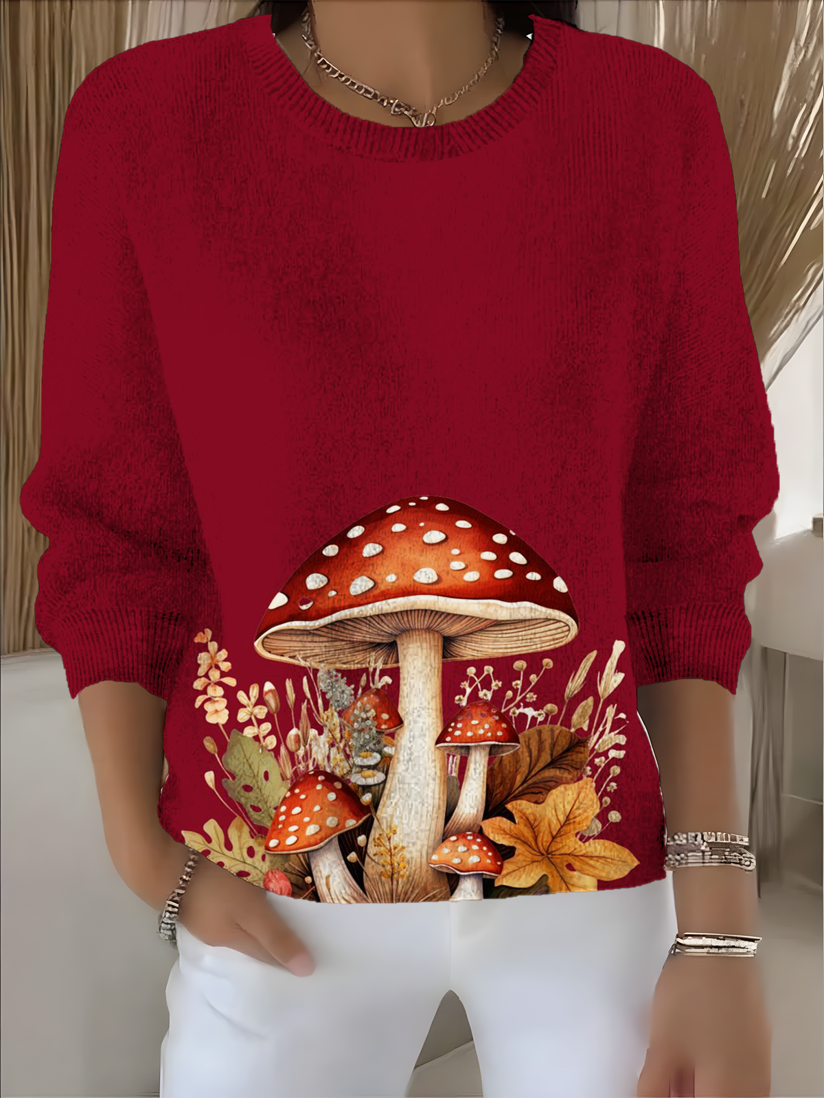 Women's Autumn and Winter Festive Patterned Pullover Tops