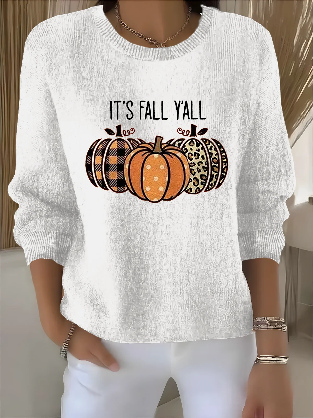 Women's Autumn and Winter Festive Patterned Pullover Tops