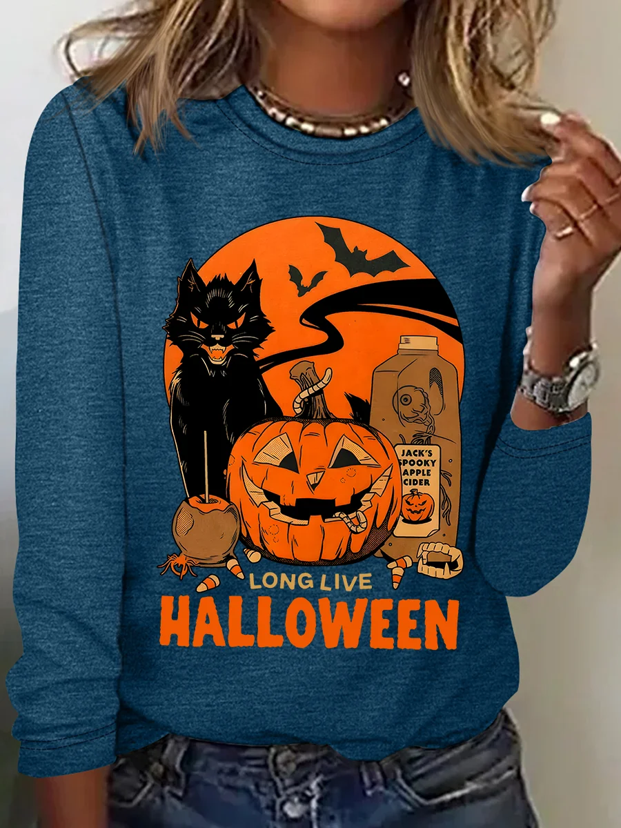 Women's Vintage Halloween Horror Season Long Sleeve T-Shirt