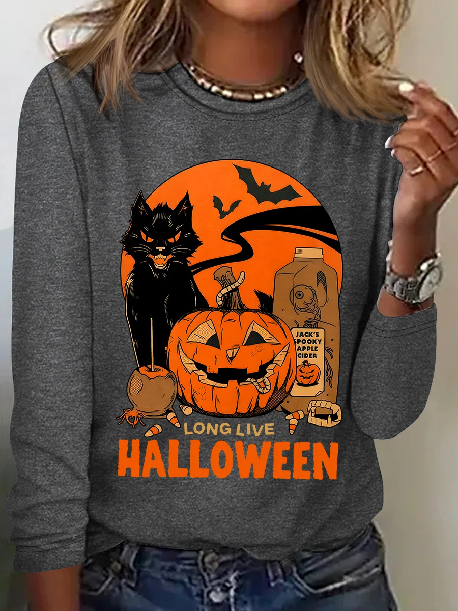 Women's Vintage Halloween Horror Season Long Sleeve T-Shirt