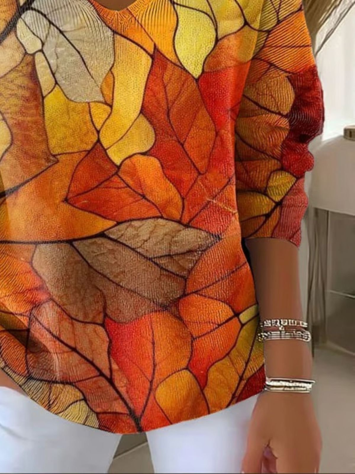 Casual Plants V Neck Sweater