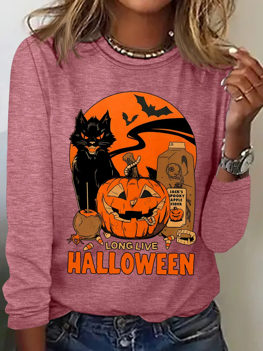 Women's Vintage Halloween Horror Season Long Sleeve T-Shirt