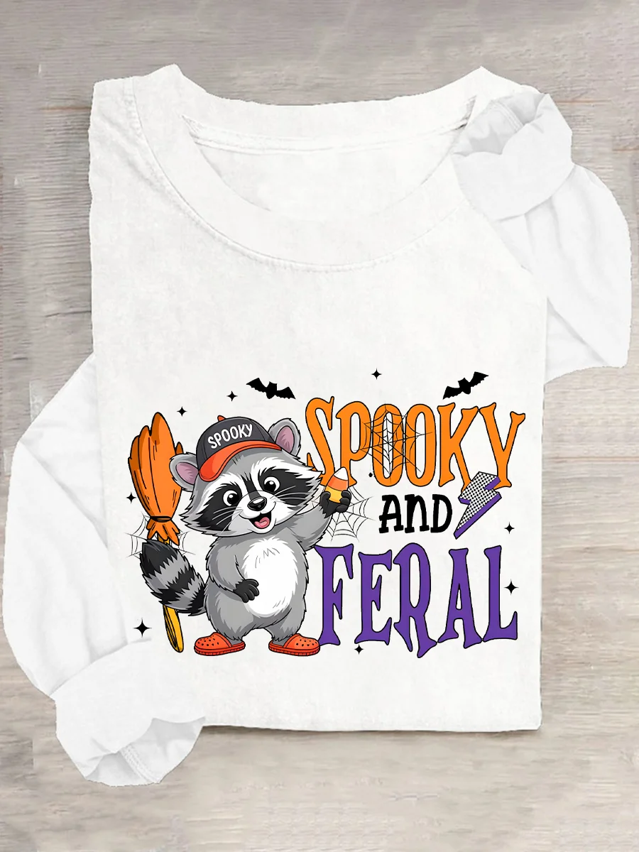 Women's Spooky and Feral Halloween Long Sleeve T-Shirt