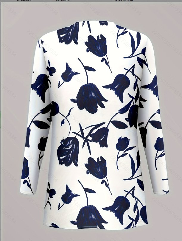 Casual Loose Spring And Autumn Printed Jacket Cardigan Vest Trousers Three-Piece Set