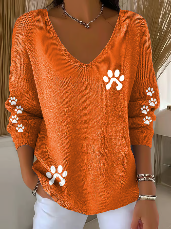 Women'S Dog Paw Print Casual T-Shirt