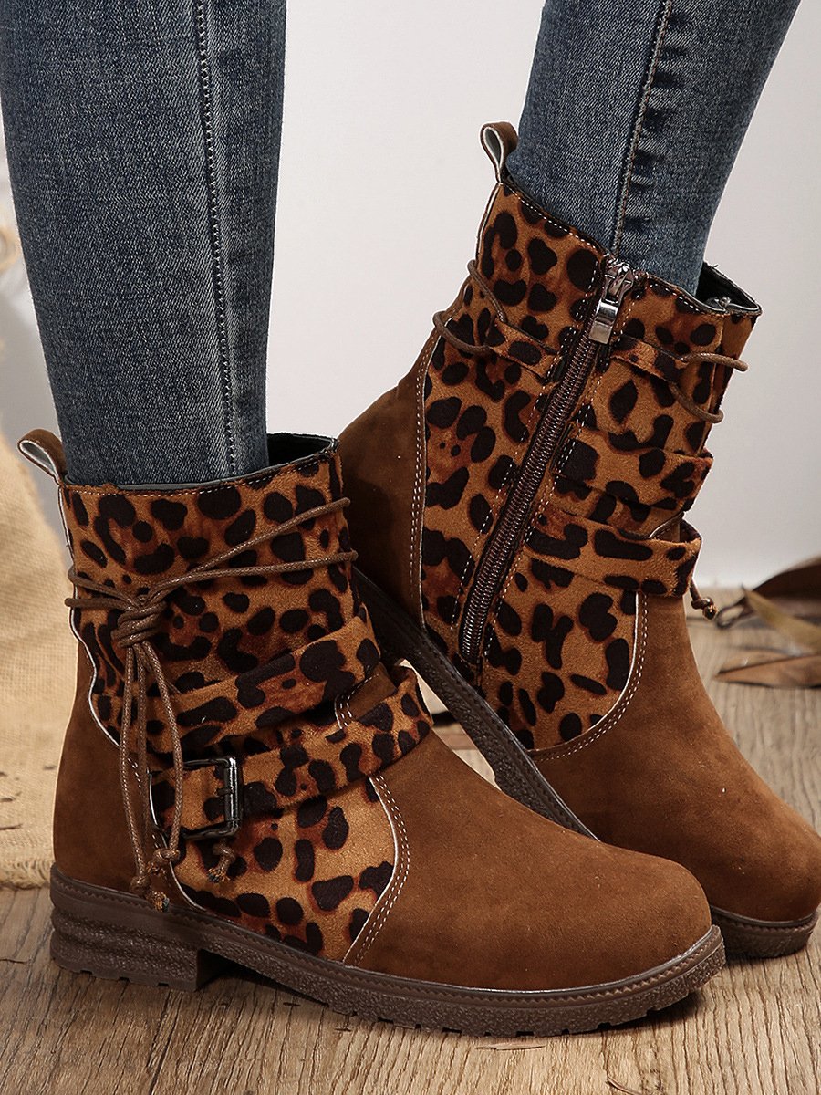 Pu Color Block Autumn Boots