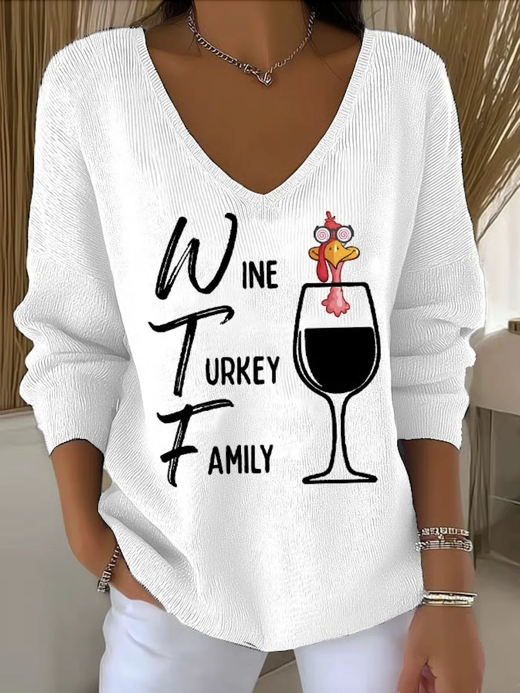Casual Cotton Text Letters Sweater