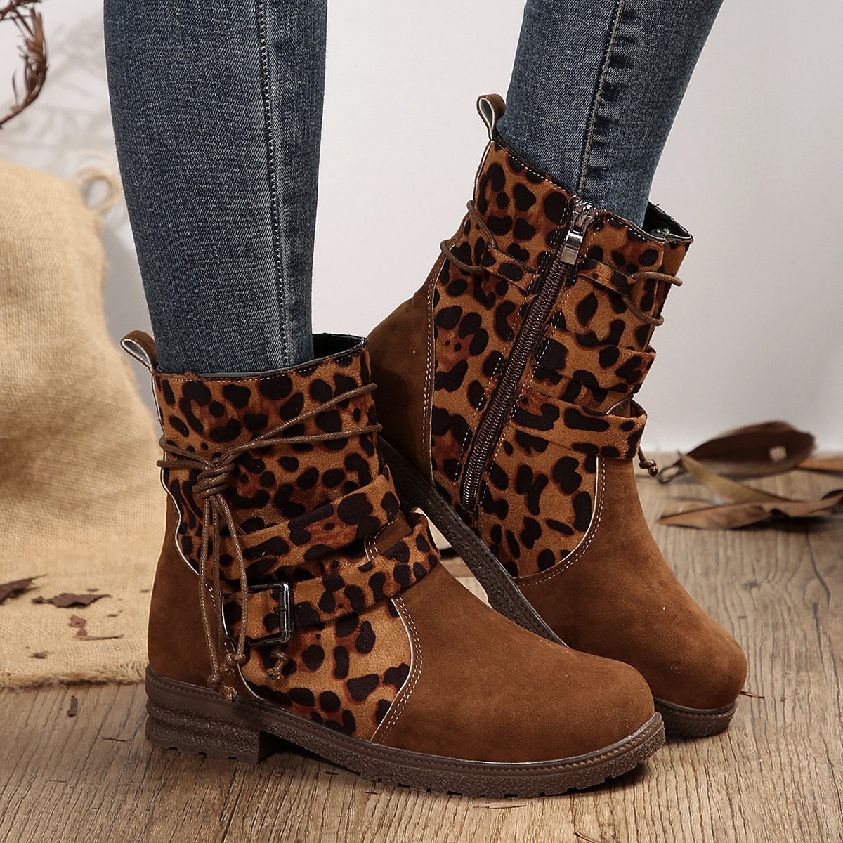 Pu Color Block Autumn Boots