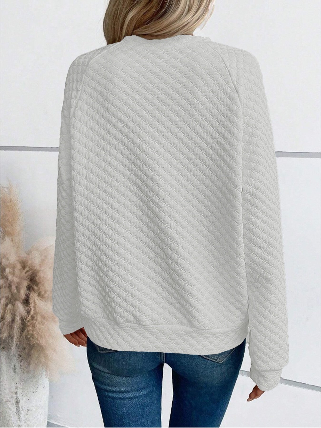 Sports Embossed Loose V Neck Sweatshirt