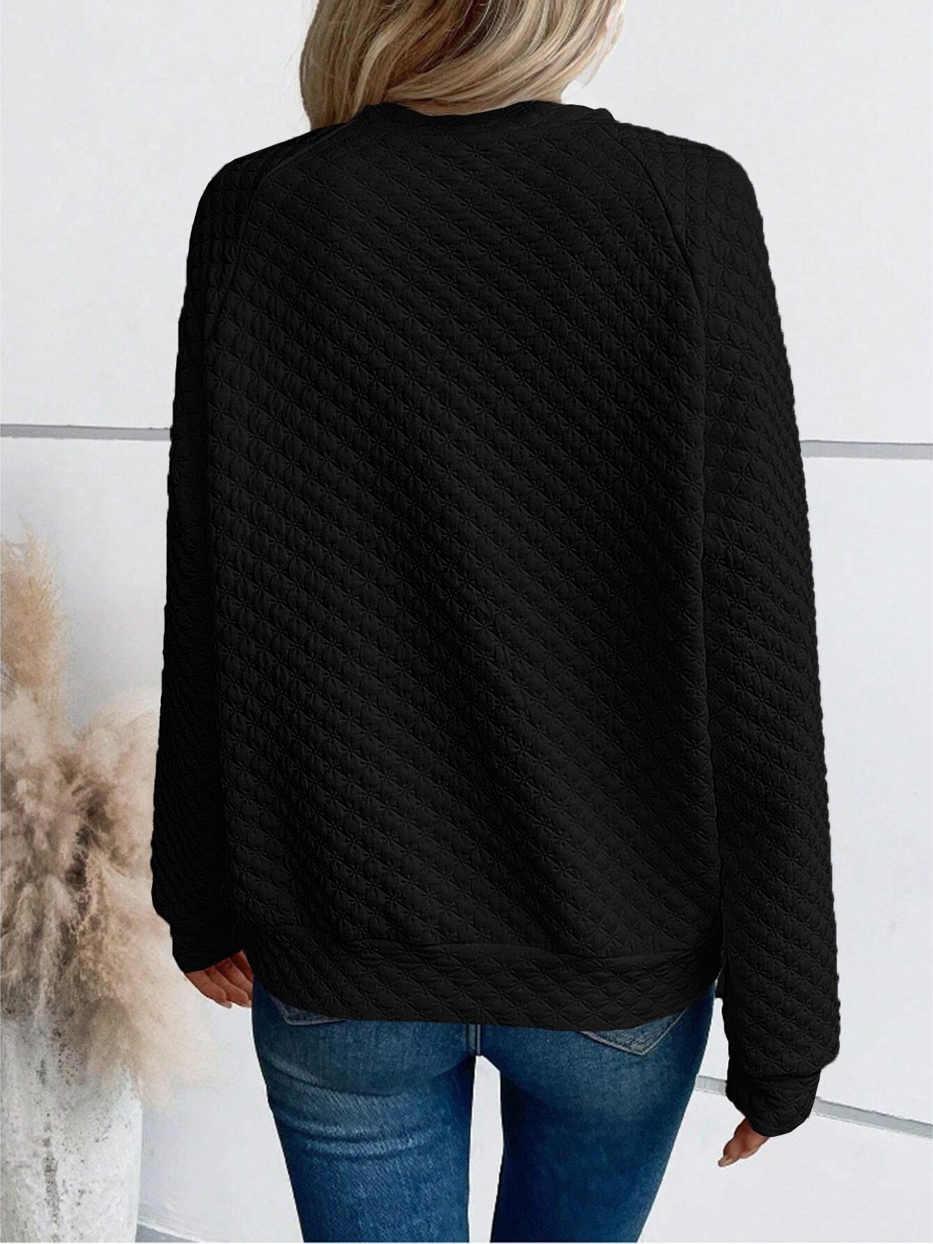 Sports Embossed Loose V Neck Sweatshirt