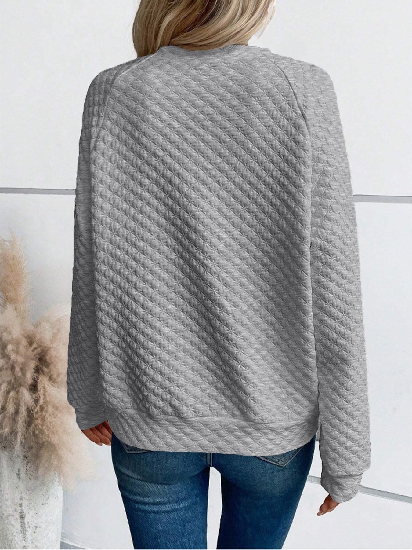 Sports Embossed Loose V Neck Sweatshirt