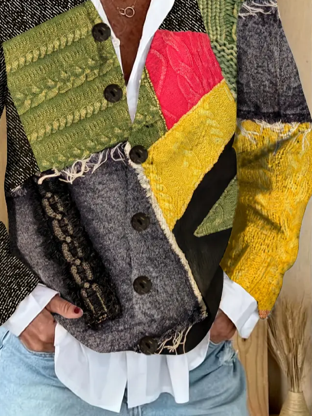 Printing Casual Crew Neck Cardigan