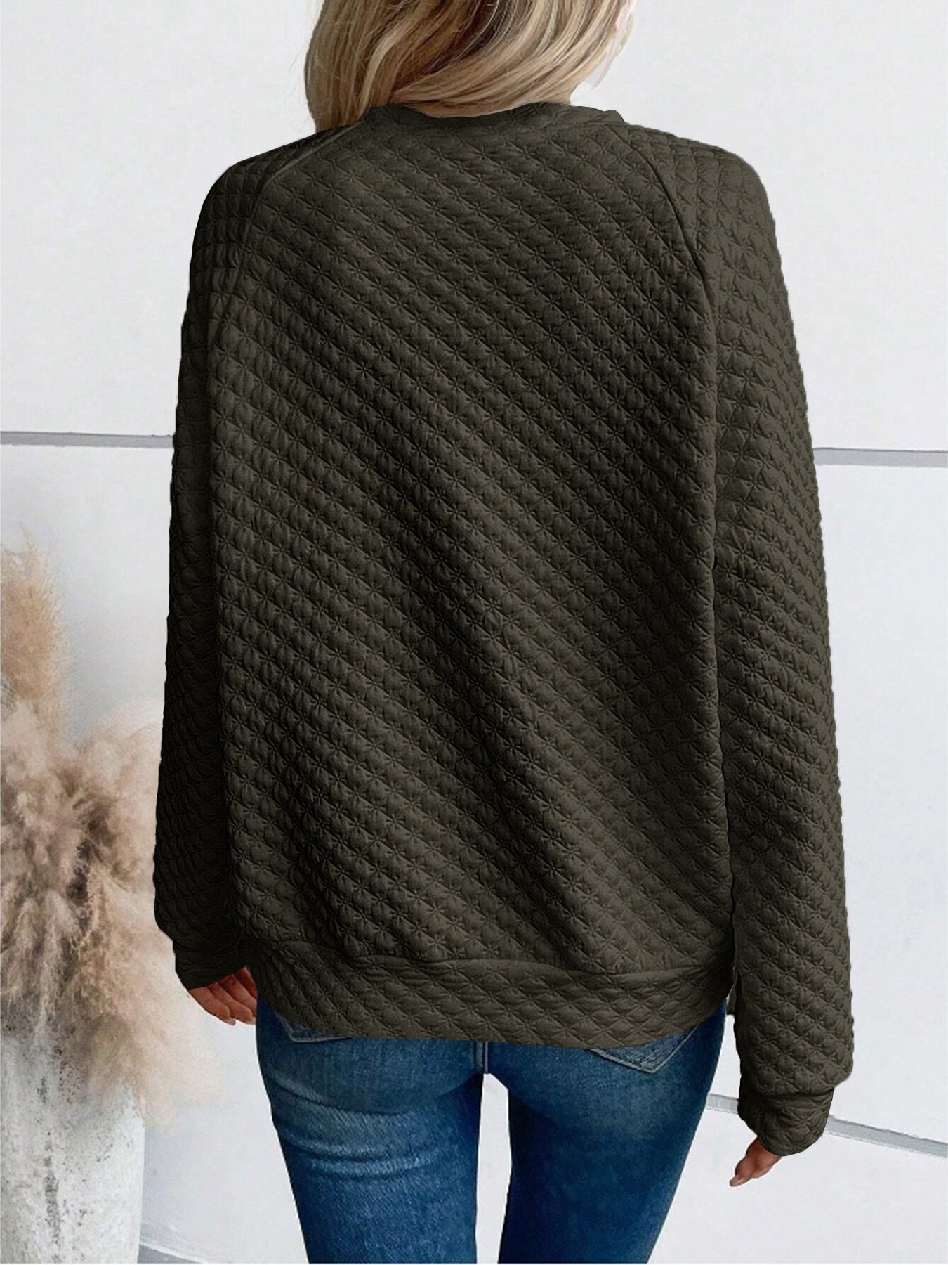 Sports Embossed Loose V Neck Sweatshirt