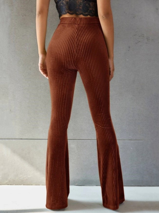 Women's  Elastic Waist H-Line Flare Pants Daily Going Out Pants Gray Casual Split Joint Plain Spring/Fall Pants