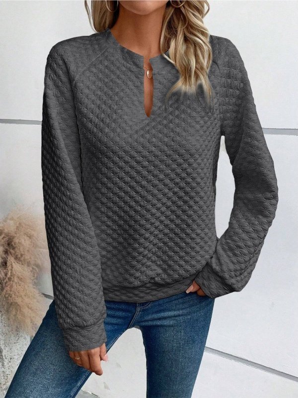 Sports Embossed Loose V Neck Sweatshirt