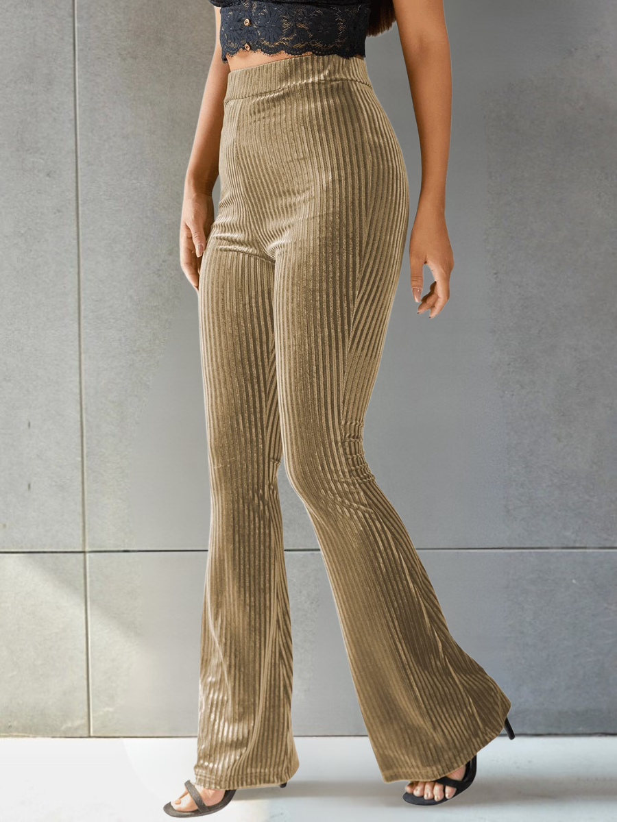 Women's  Elastic Waist H-Line Flare Pants Daily Going Out Pants Gray Casual Split Joint Plain Spring/Fall Pants