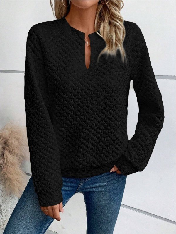 Sports Embossed Loose V Neck Sweatshirt
