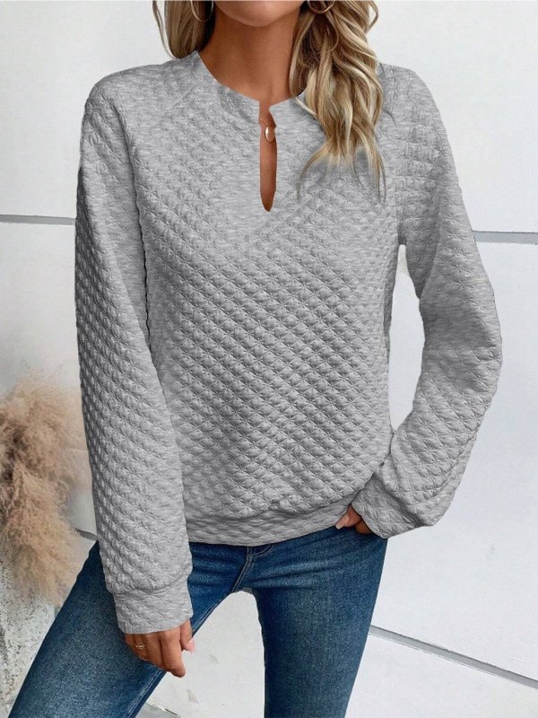 Sports Embossed Loose V Neck Sweatshirt