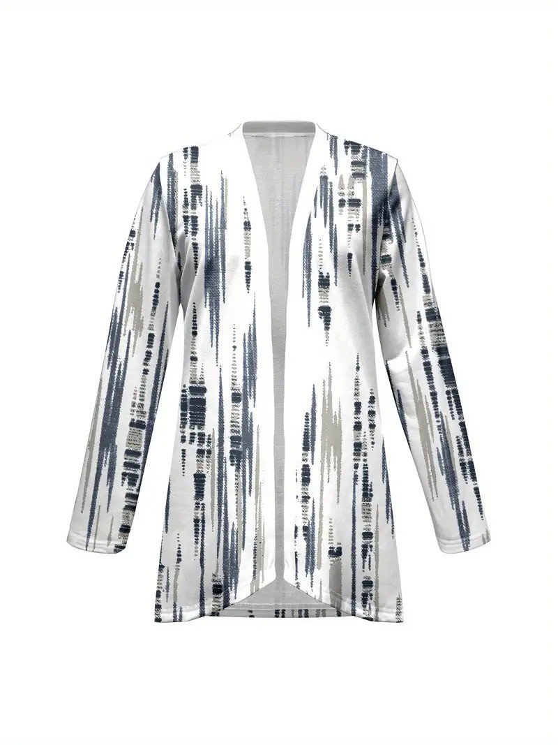 Women's Elegant Lightweight Cardigan Striped Print Long Sleeve Jacket