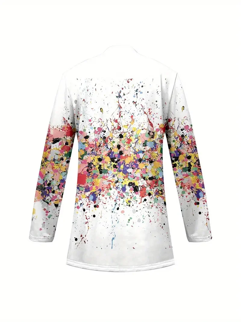 Women's Elegant Lightweight Cardigan Abstract Gradient Print Long Sleeve Jacket