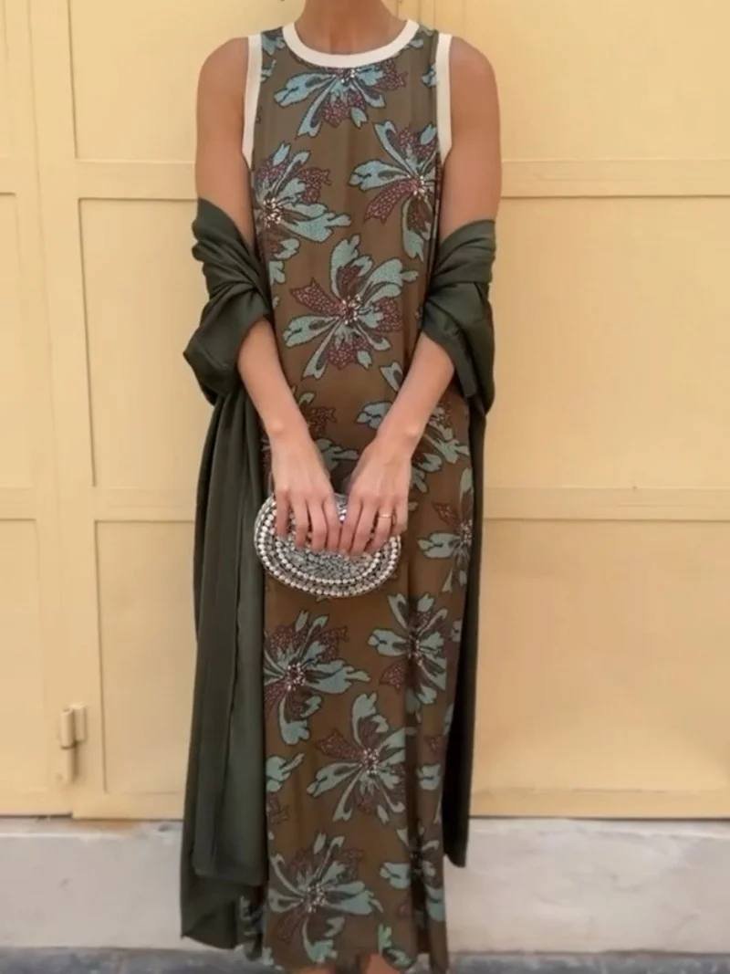 Women's Printing Geometric Daily Going Out Two-Piece Set Color1 Casual Spring/Fall Coat With Skirt Celebrity-style Cape And Skirt Two-piece Set