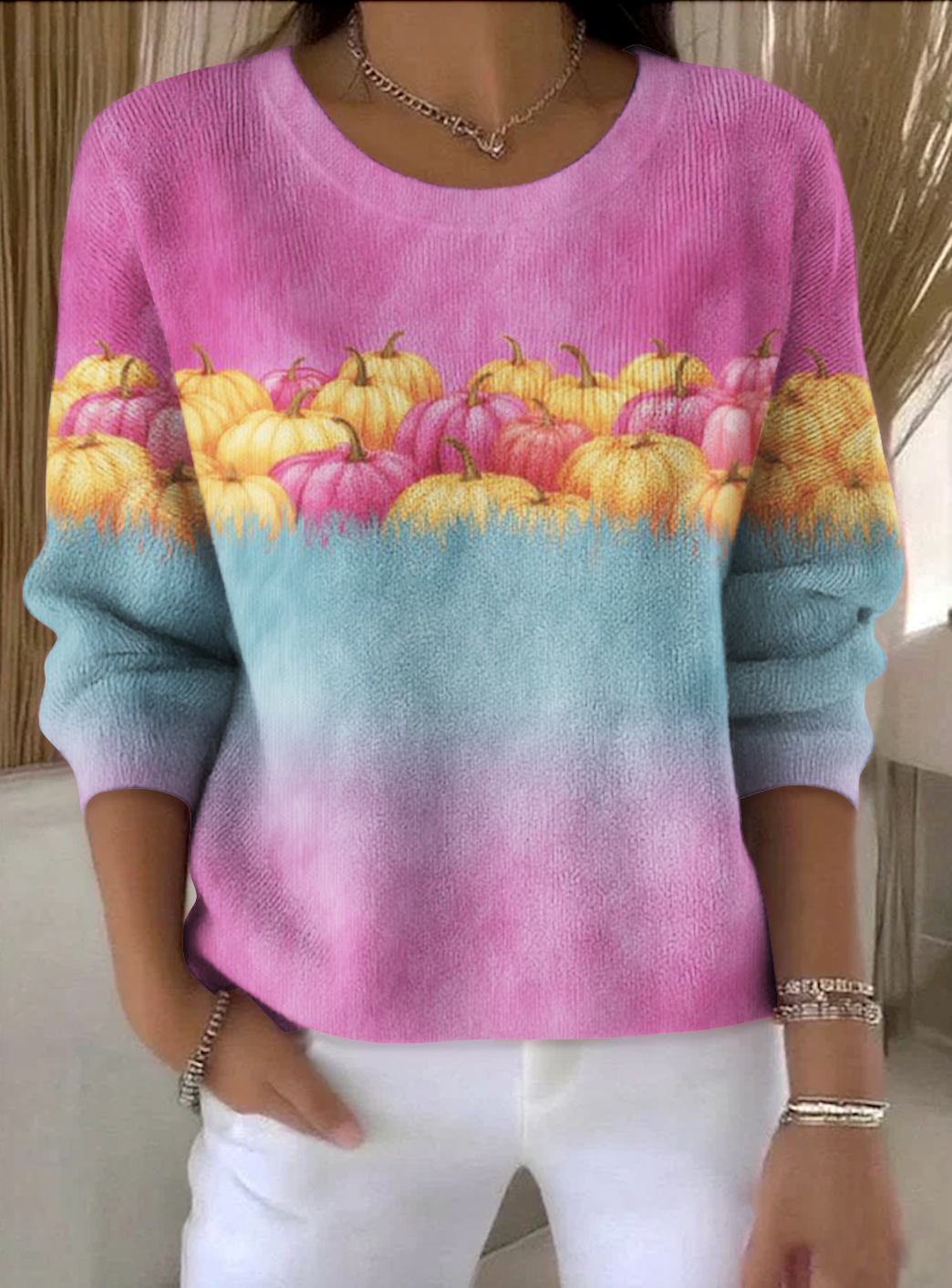 Casual Ombre Crew Neck Regular Fit Sweater