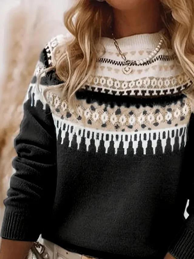 Abstract Casual Printing Sweater