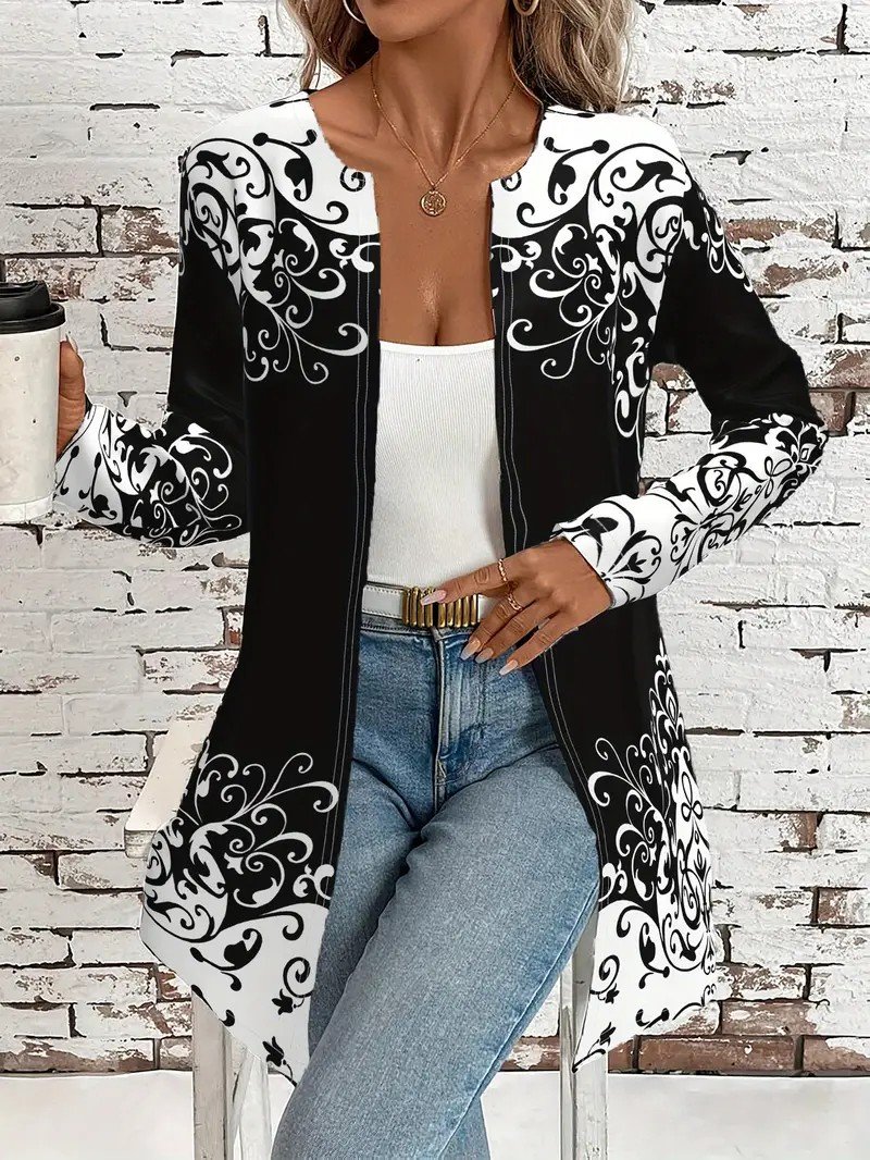 Crew Neck Loose Gradient Pattern Simple Jacket