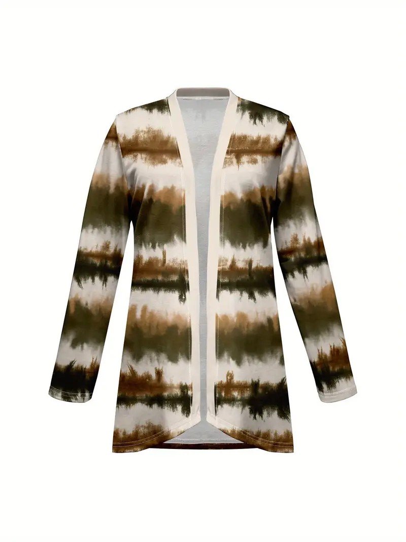Women's Elegant Lightweight Cardigan Striped Print Long Sleeve Jacket