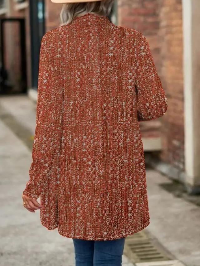 Women's Elegant Lightweight Cardigan Woven Textured Long Sleeve Jacket