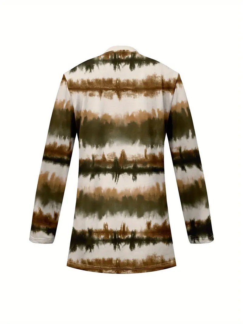 Women's Elegant Lightweight Cardigan Striped Print Long Sleeve Jacket