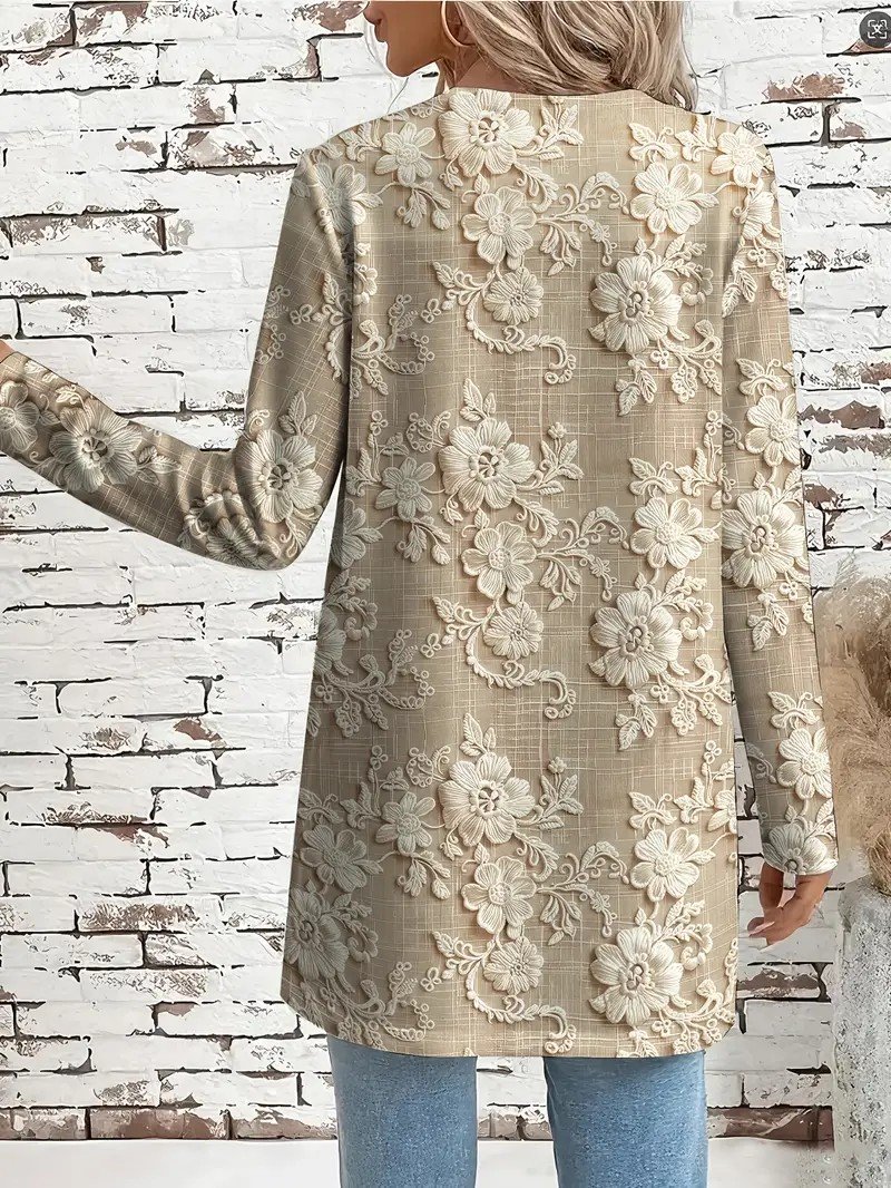 Floral Vintage Loose Crew Neck Jacket