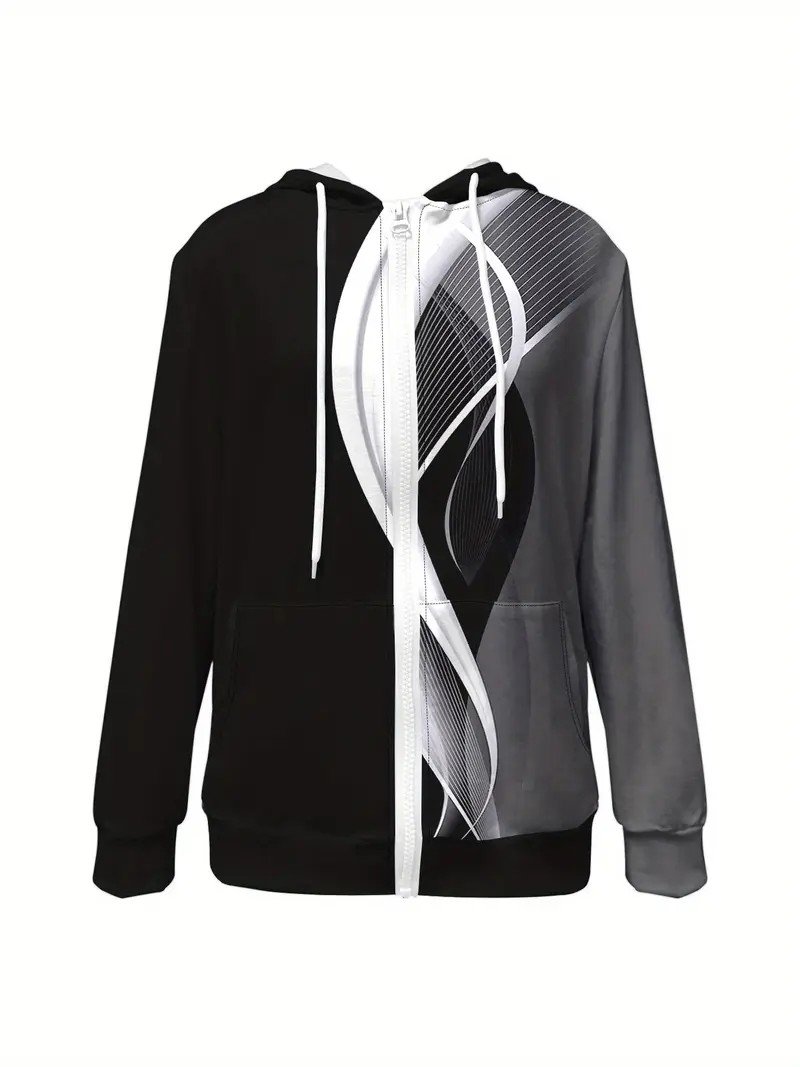Casual Hoodie Geometric Loose Jacket