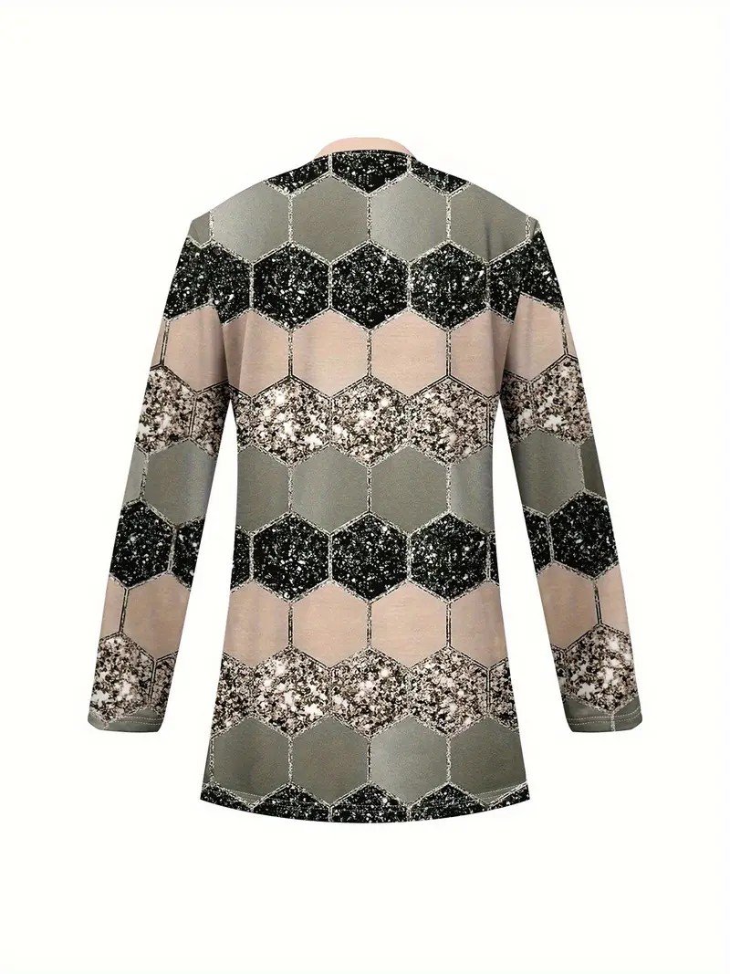 Women's Elegant Lightweight Cardigan Striped Print Long Sleeve Jacket