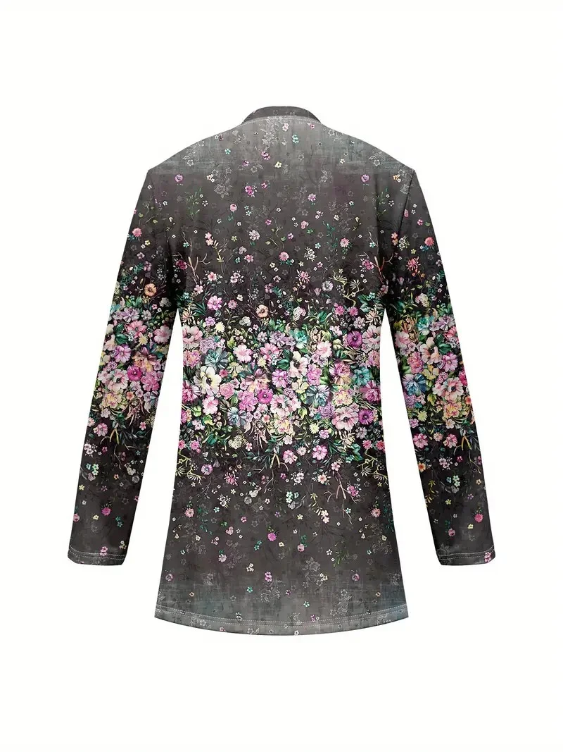 Women's Elegant Lightweight Cardigan Gradient Pattern Print Long Sleeve Jacket