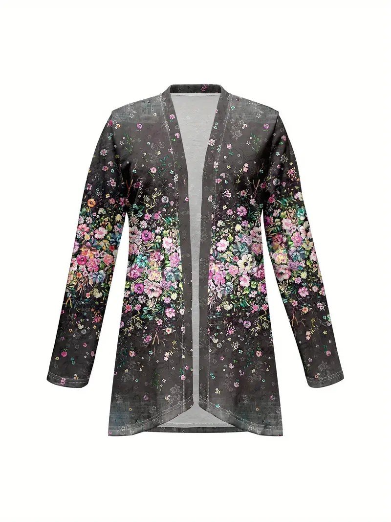 Women's Elegant Lightweight Cardigan Gradient Pattern Print Long Sleeve Jacket