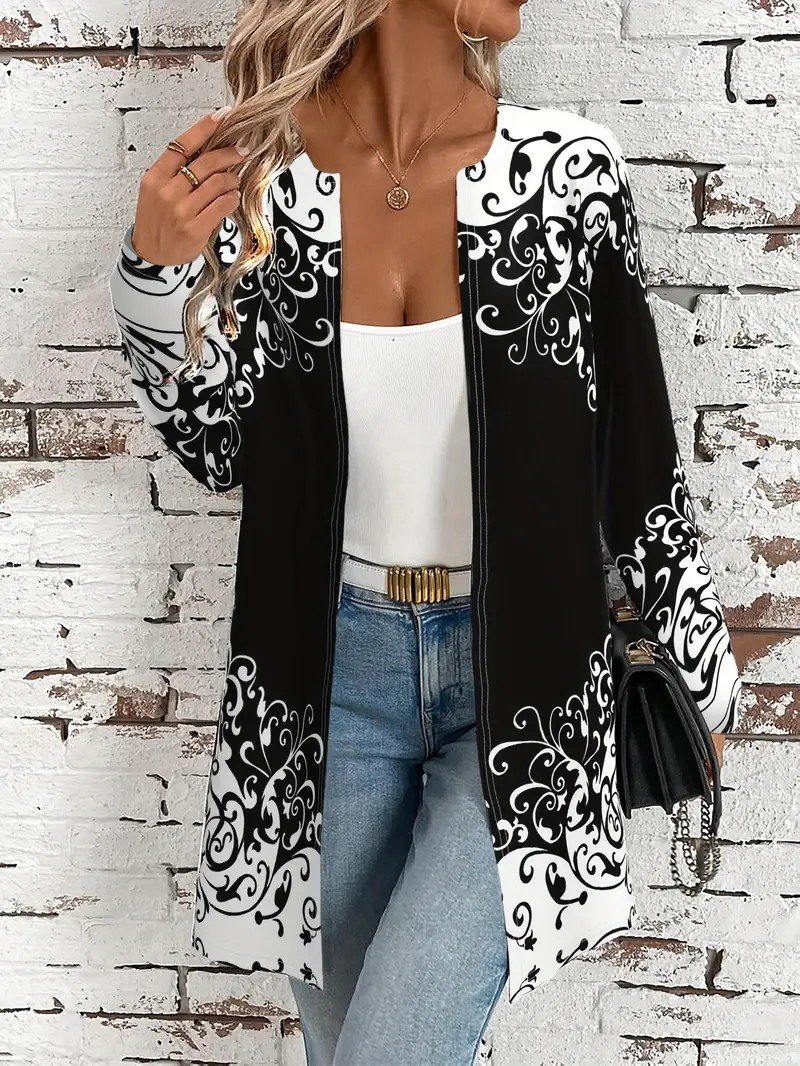 Crew Neck Loose Gradient Pattern Simple Jacket