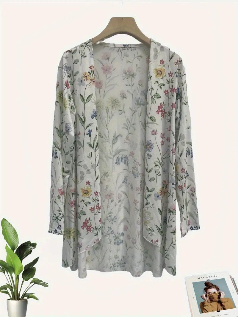 Women's Elegant Lightweight Cardigan Vintage Print Long Sleeve Jacket