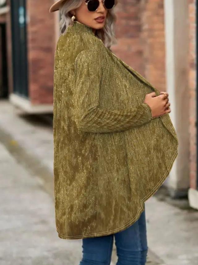 Women's Elegant Lightweight Cardigan Velvet Long Sleeve Jacket
