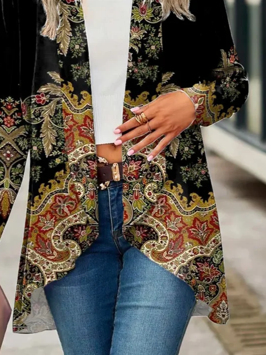Women's Floral Print Casual Long Sleeve Cardigan