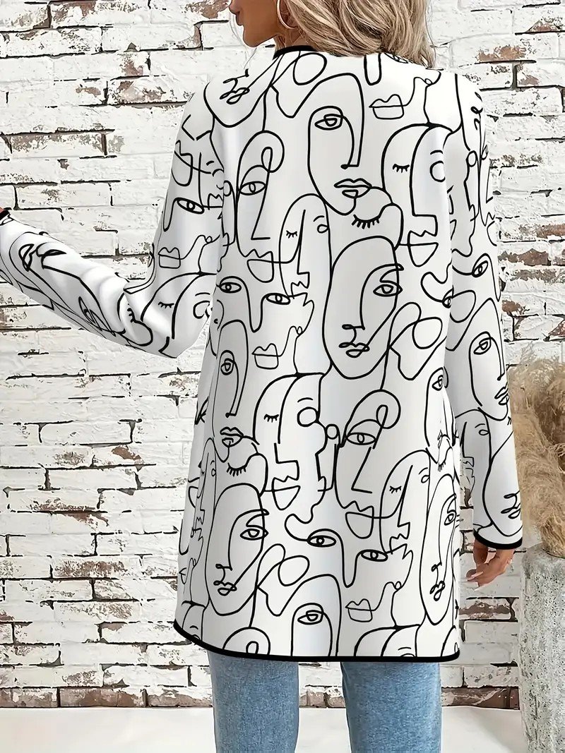 Crew Neck Loose Random Print Simple Jacket