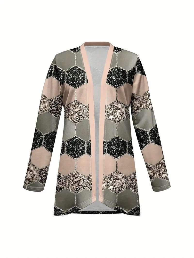 Women's Elegant Lightweight Cardigan Striped Print Long Sleeve Jacket