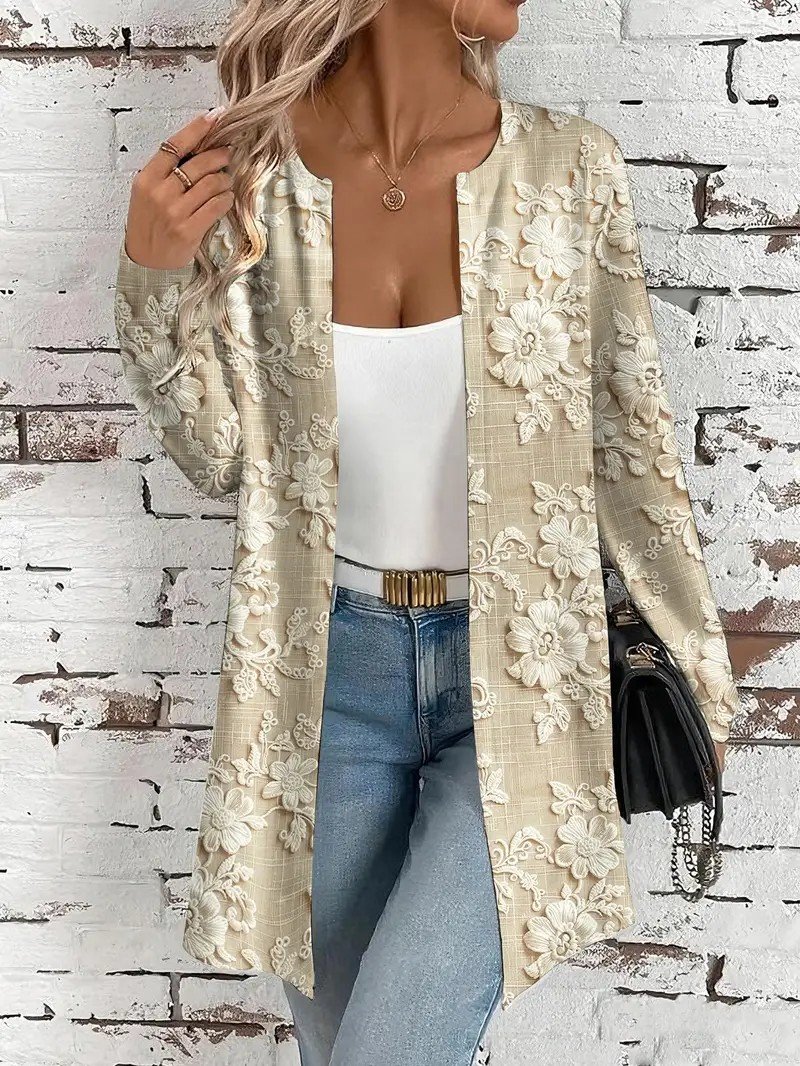 Floral Vintage Loose Crew Neck Jacket