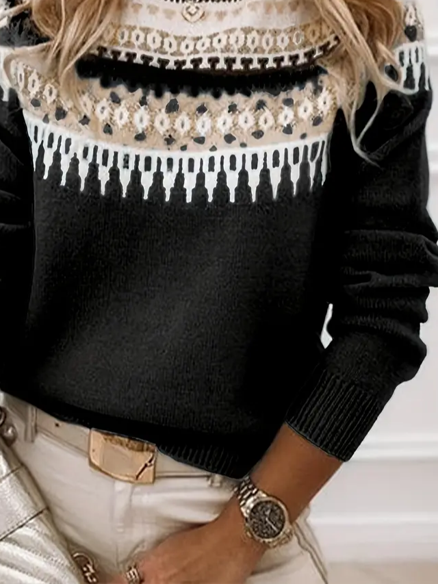 Abstract Casual Printing Sweater