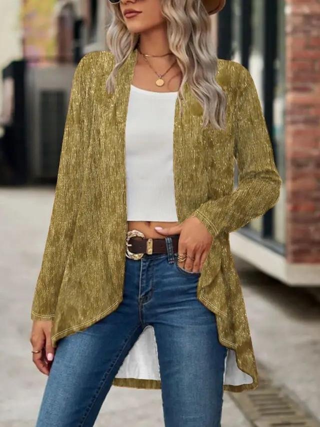 Women's Elegant Lightweight Cardigan Velvet Long Sleeve Jacket